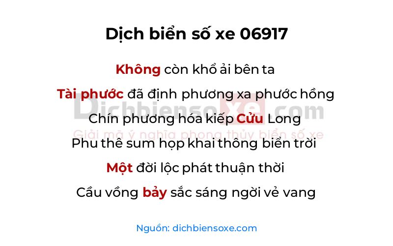 Dịch thơ biển số 06917
