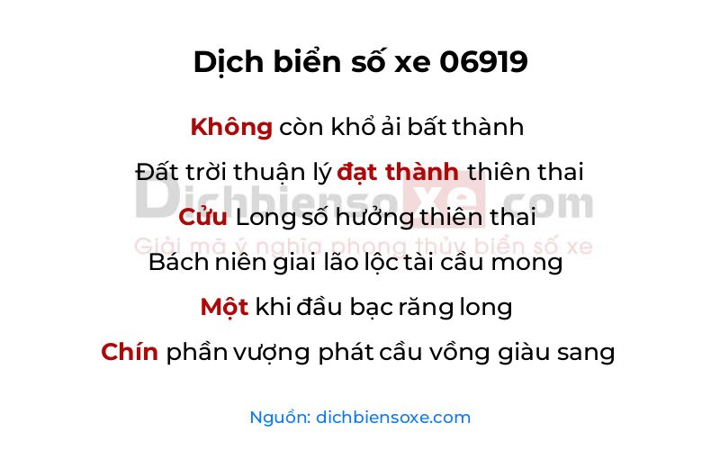 Dịch thơ biển số 06919
