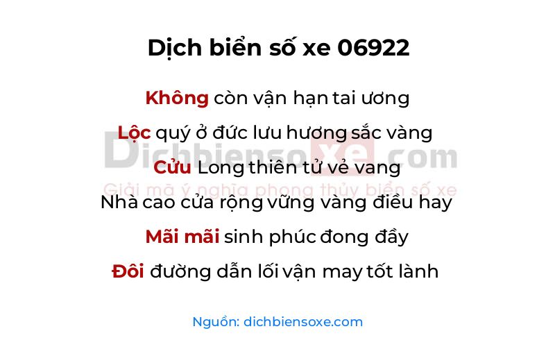 Dịch thơ biển số 06922
