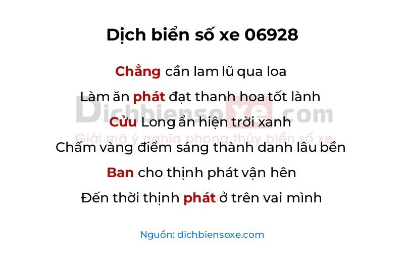 Dịch thơ biển số 06928