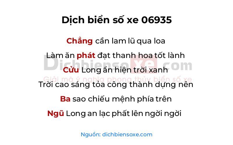 Dịch thơ biển số 06935