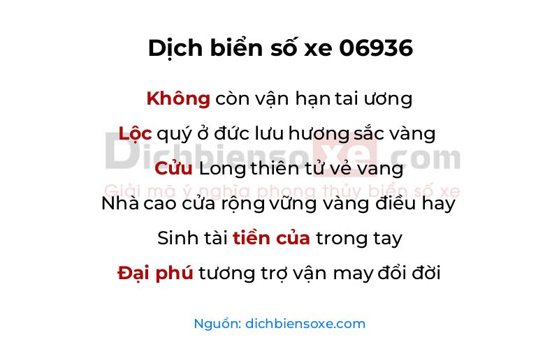 Dịch thơ biển số 06936