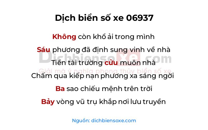 Dịch thơ biển số 06937