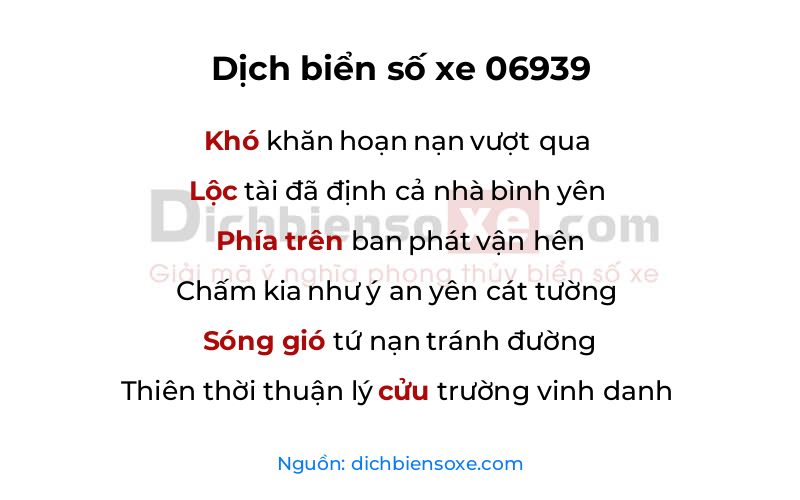 Dịch thơ biển số 06939