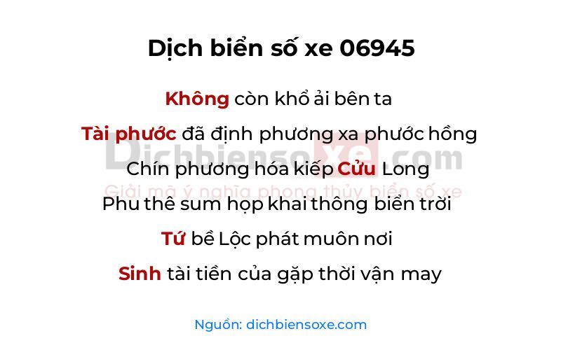 Dịch thơ biển số 06945