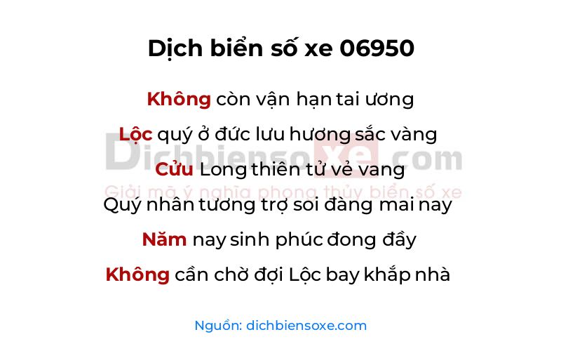 Dịch thơ biển số 06950