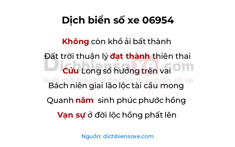 Dịch thơ biển số 06954
