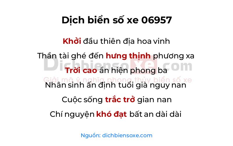 Dịch thơ biển số 06957