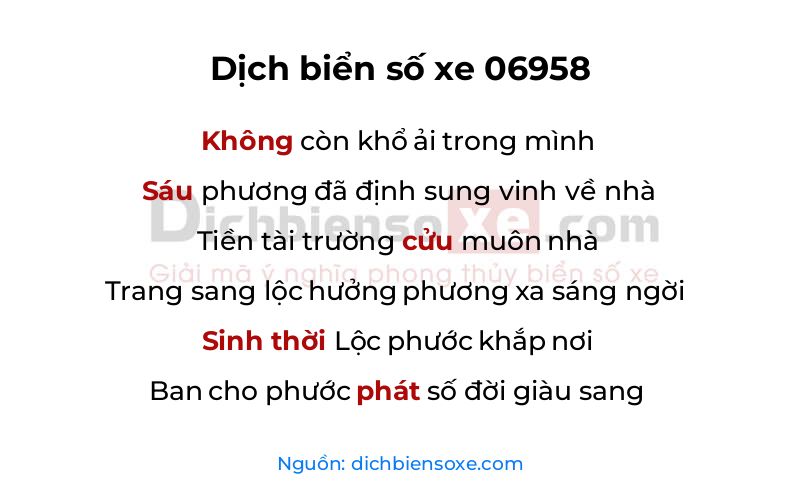 Dịch thơ biển số 06958