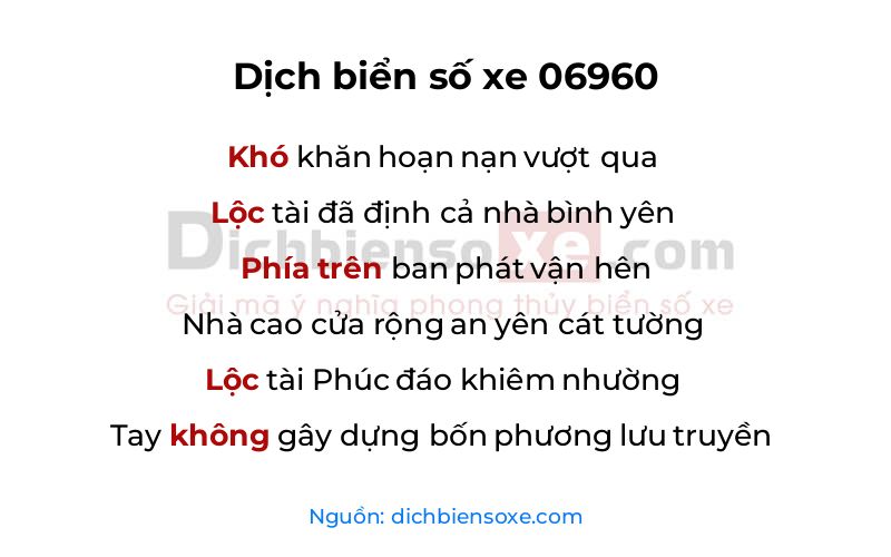 Dịch thơ biển số 06960