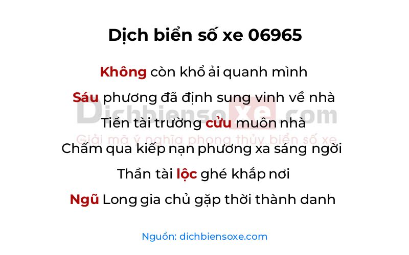 Dịch thơ biển số 06965