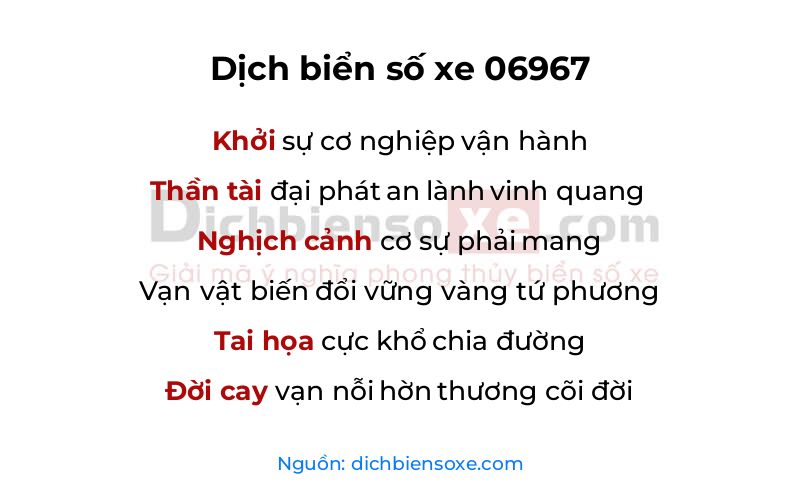 Dịch thơ biển số 06967