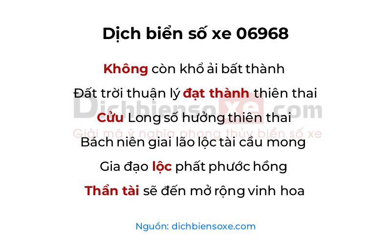 Dịch thơ biển số 06968