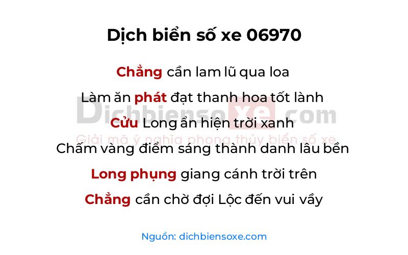 Dịch thơ biển số 06970