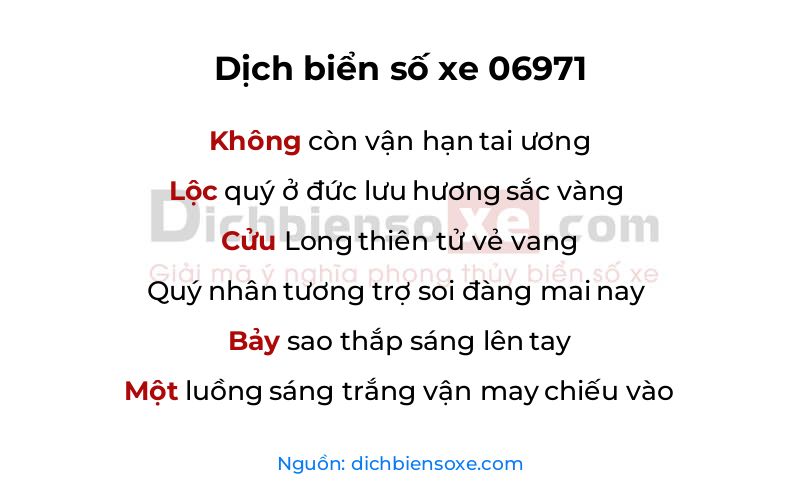 Dịch thơ biển số 06971