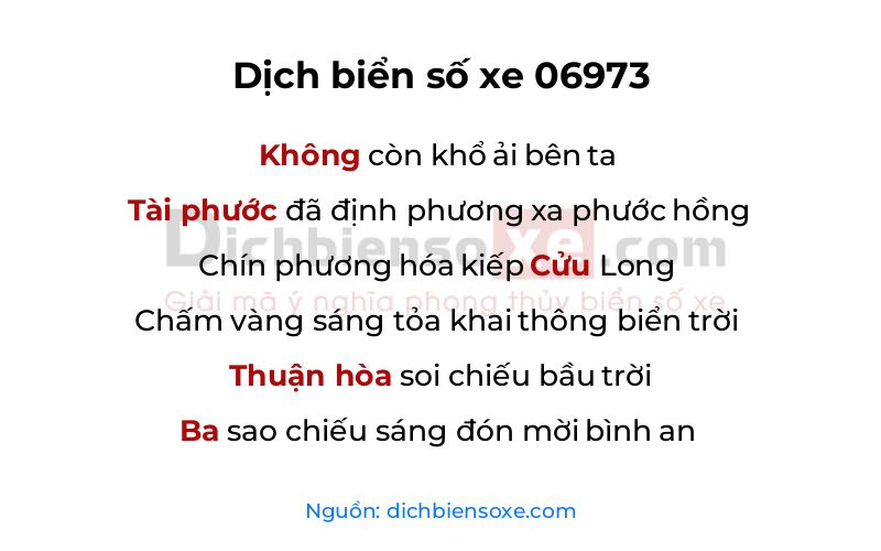 Dịch thơ biển số 06973