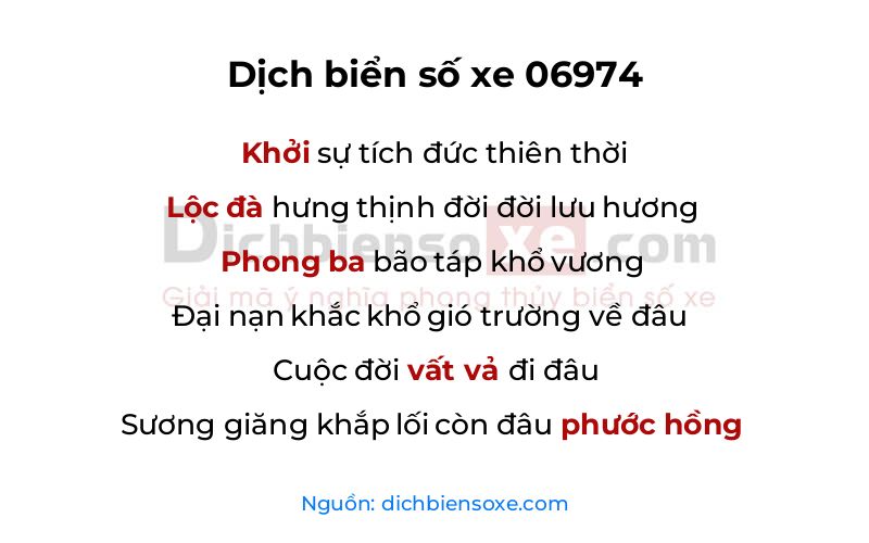Dịch thơ biển số 06974