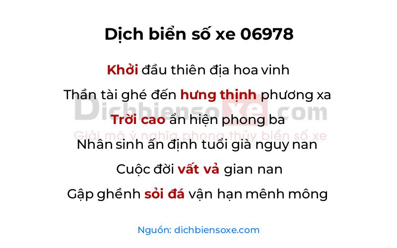 Dịch thơ biển số 06978
