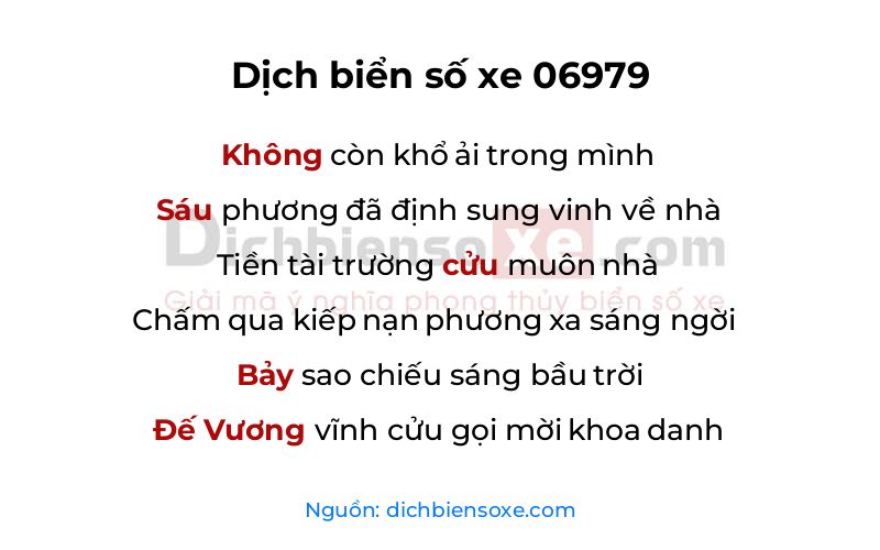 Dịch thơ biển số 06979