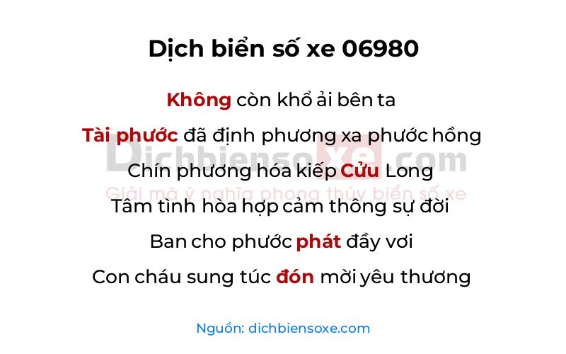 Dịch thơ biển số 06980