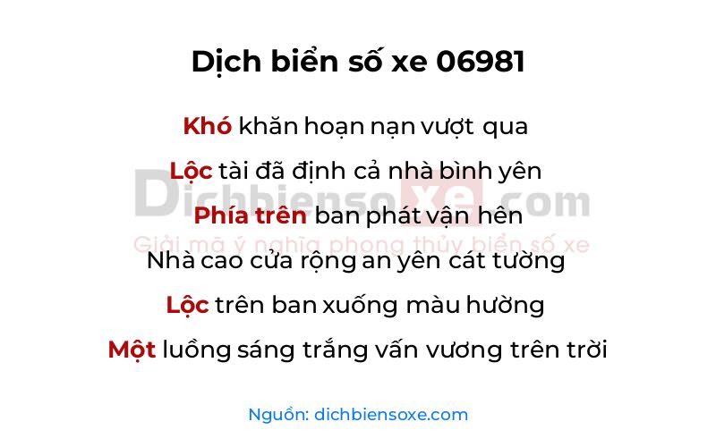 Dịch thơ biển số 06981