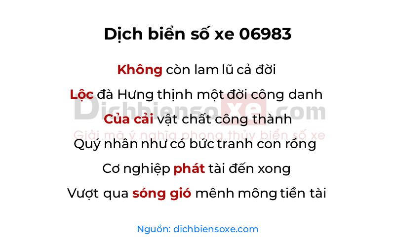 Dịch thơ biển số 06983