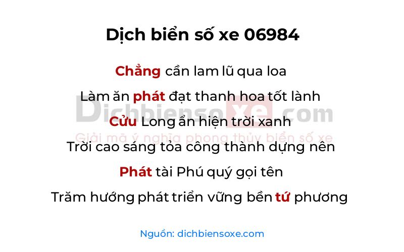 Dịch thơ biển số 06984