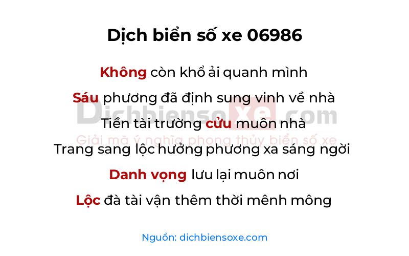 Dịch thơ biển số 06986