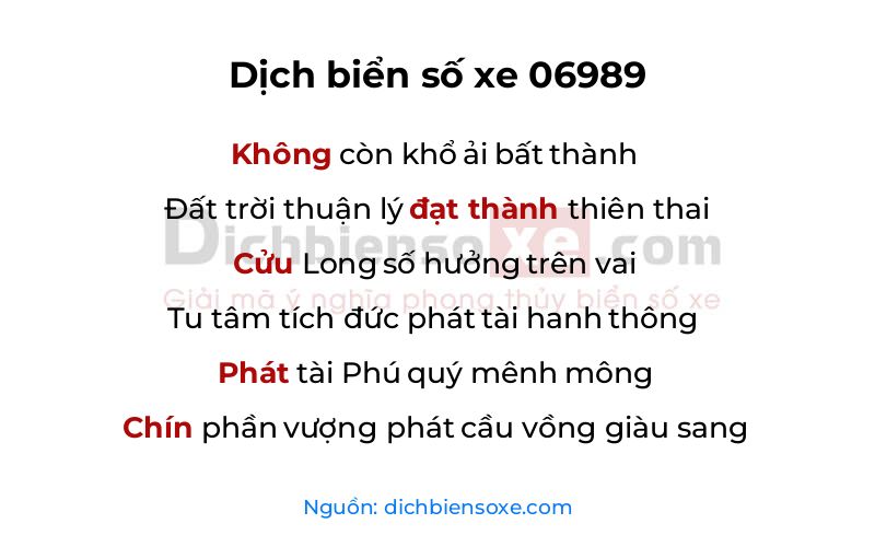 Dịch thơ biển số 06989