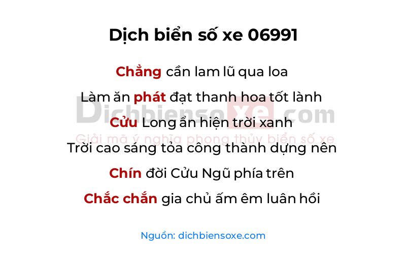 Dịch thơ biển số 06991