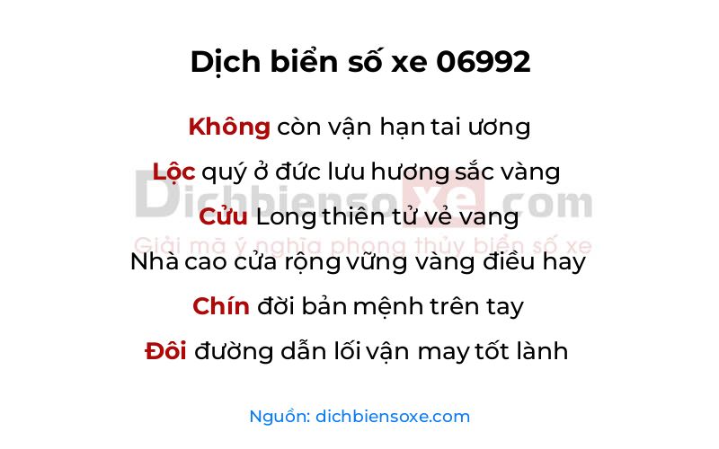 Dịch thơ biển số 06992