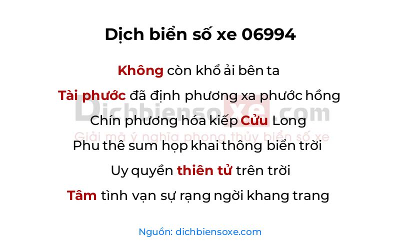 Dịch thơ biển số 06994
