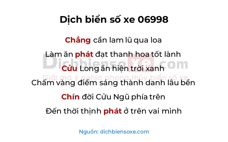 Dịch thơ biển số 06998
