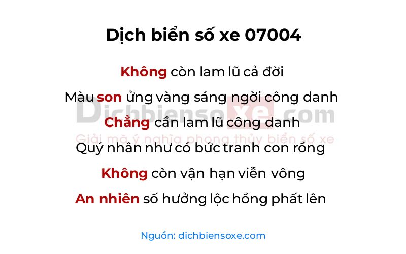 Dịch thơ biển số 07004