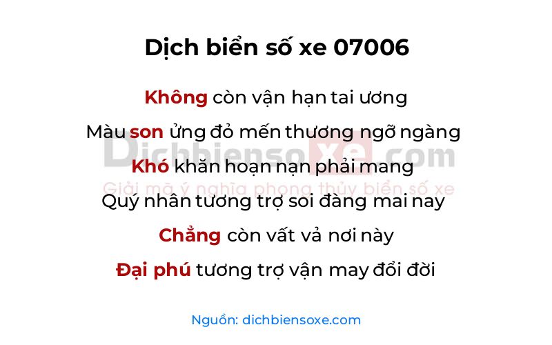 Dịch thơ biển số 07006