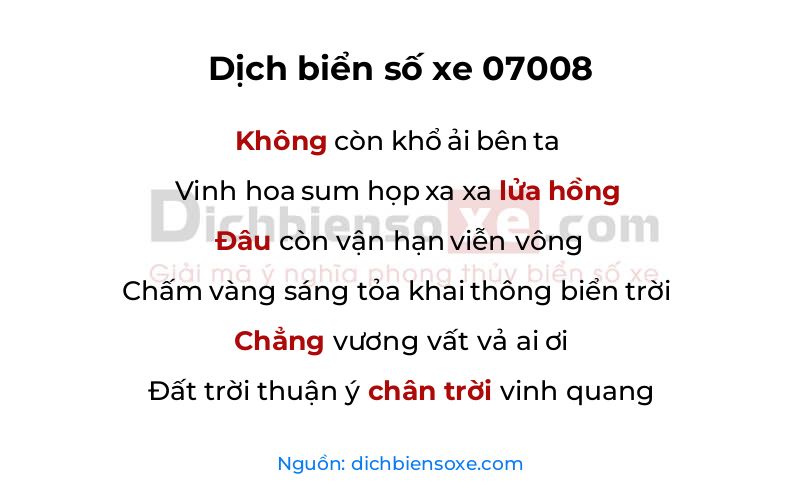 Dịch thơ biển số 07008