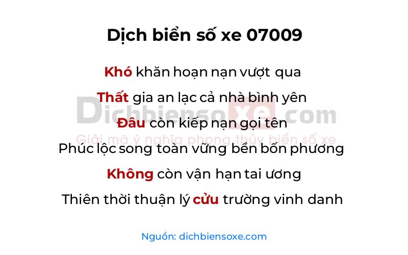 Dịch thơ biển số 07009