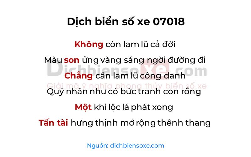 Dịch thơ biển số 07018