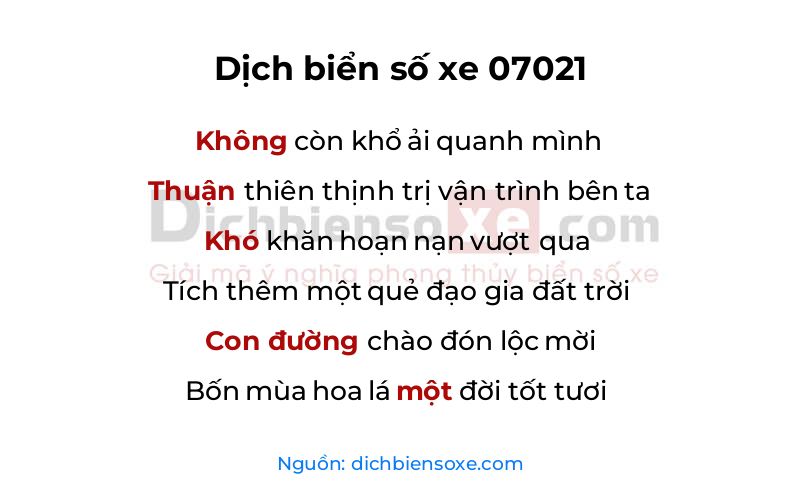 Dịch thơ biển số 07021