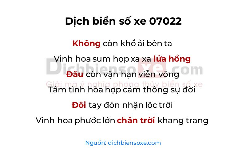 Dịch thơ biển số 07022