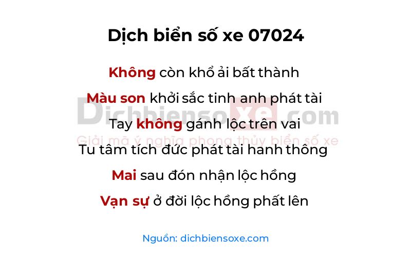Dịch thơ biển số 07024