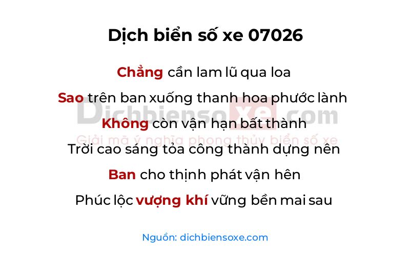 Dịch thơ biển số 07026