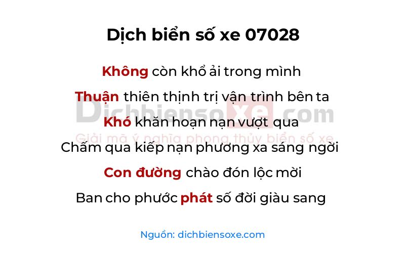 Dịch thơ biển số 07028