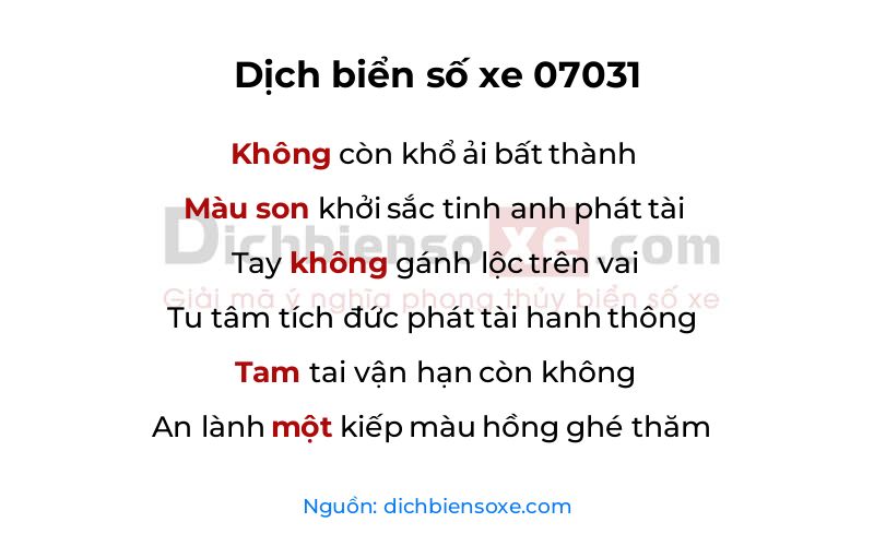 Dịch thơ biển số 07031