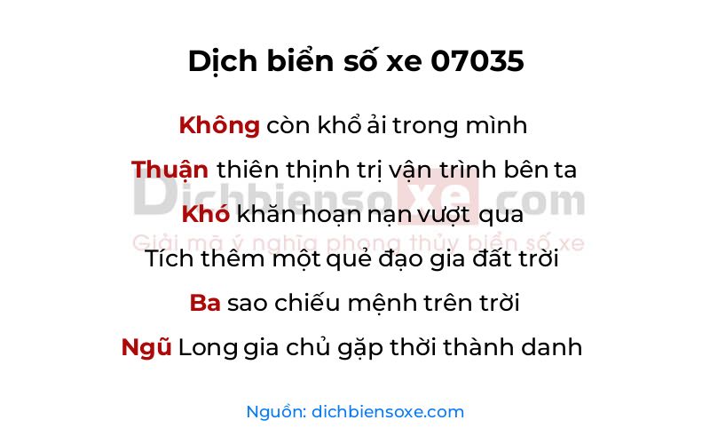 Dịch thơ biển số 07035