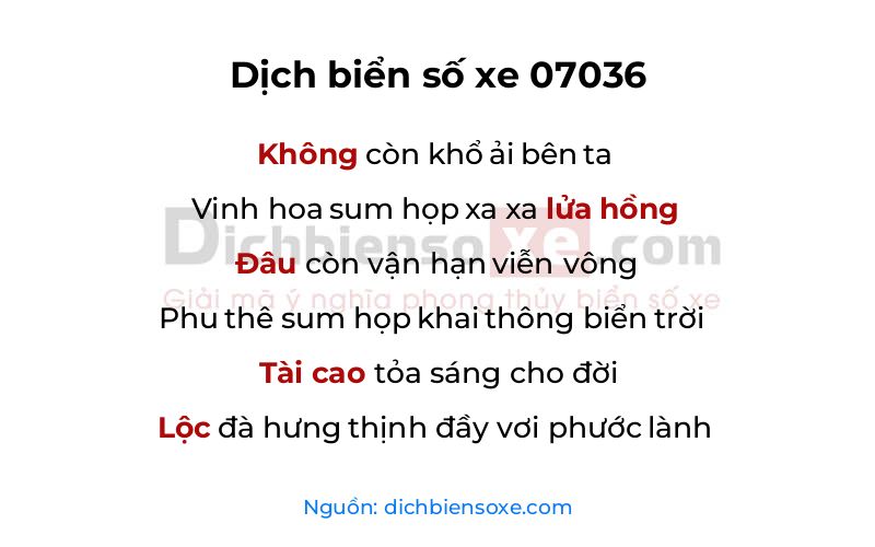 Dịch thơ biển số 07036