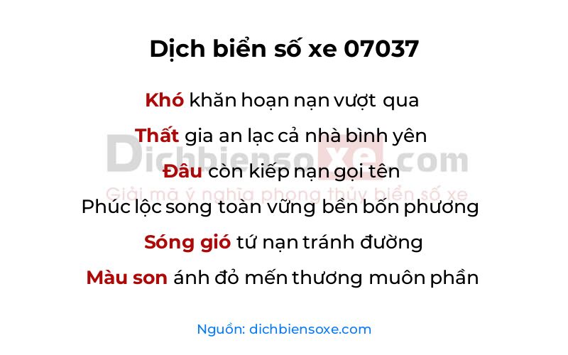 Dịch thơ biển số 07037