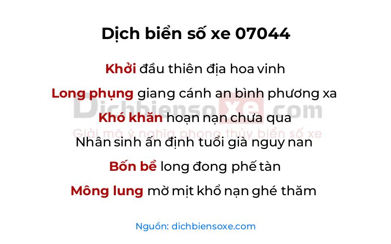 Dịch thơ biển số 07044