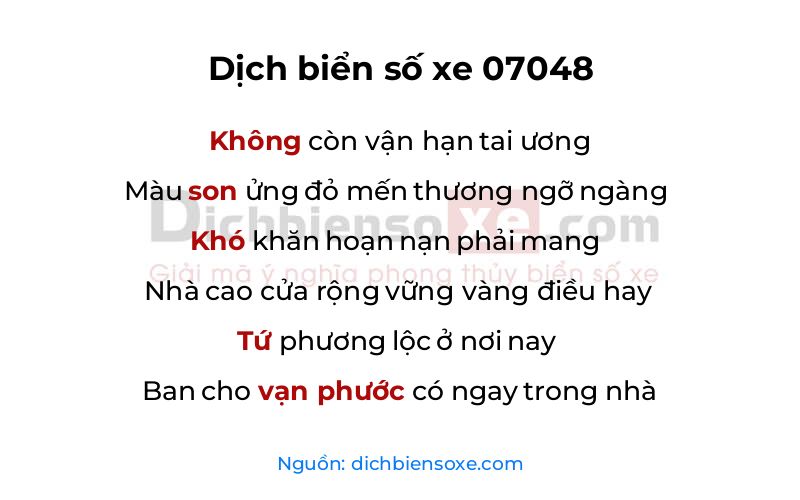 Dịch thơ biển số 07048