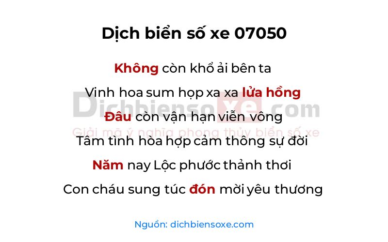 Dịch thơ biển số 07050